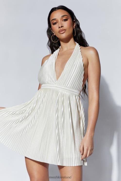 Meshki Darya Pleated Mini Halter Dress Clothing Wheat 6DX22665