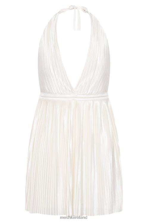 Meshki Darya Pleated Mini Halter Dress Clothing Wheat 6DX22665