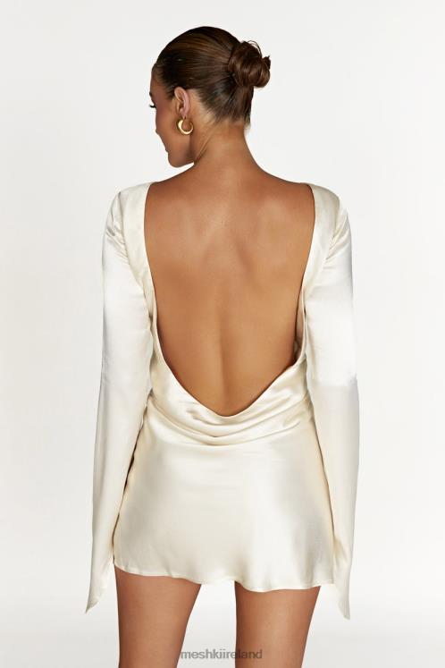 Meshki Davina Satin Long Sleeve Mini Dress Clothing Ivory 6DX22183