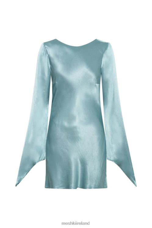 Meshki Davina Satin Long Sleeve Mini Dress Clothing Powder Blue 6DX22347