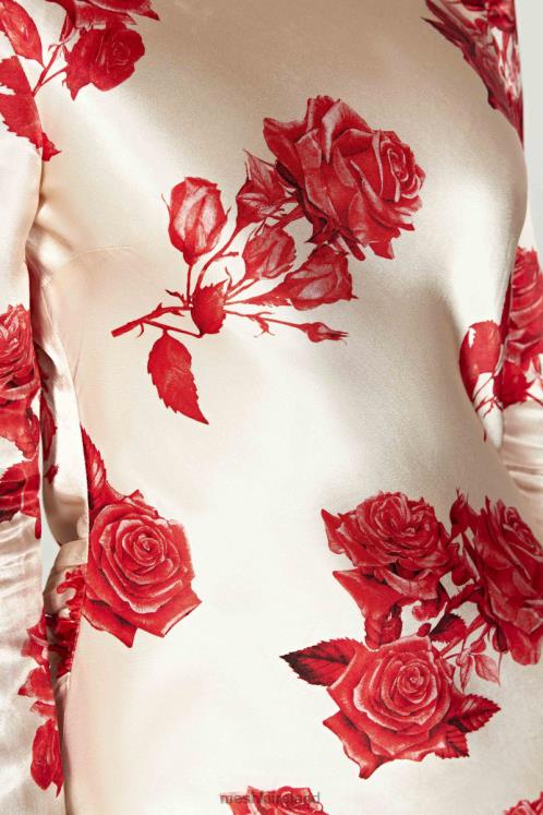 Meshki Davina Satin Long Sleeve Mini Dress Clothing Rose Print 6DX22258