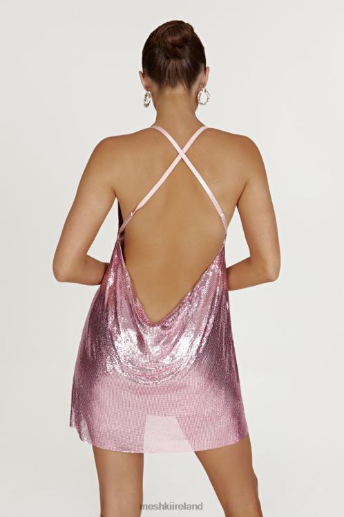 Meshki Dove Glomesh Cowl Mini Dress Clothing Blush Pink 6DX22710