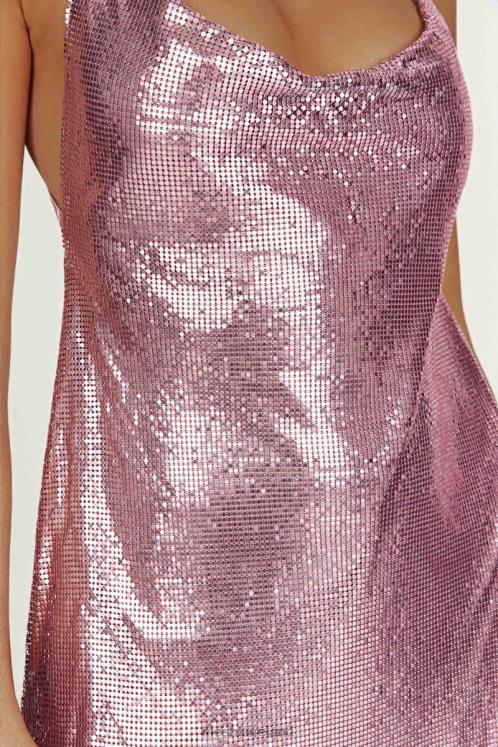 Meshki Dove Glomesh Cowl Mini Dress Clothing Blush Pink 6DX22710