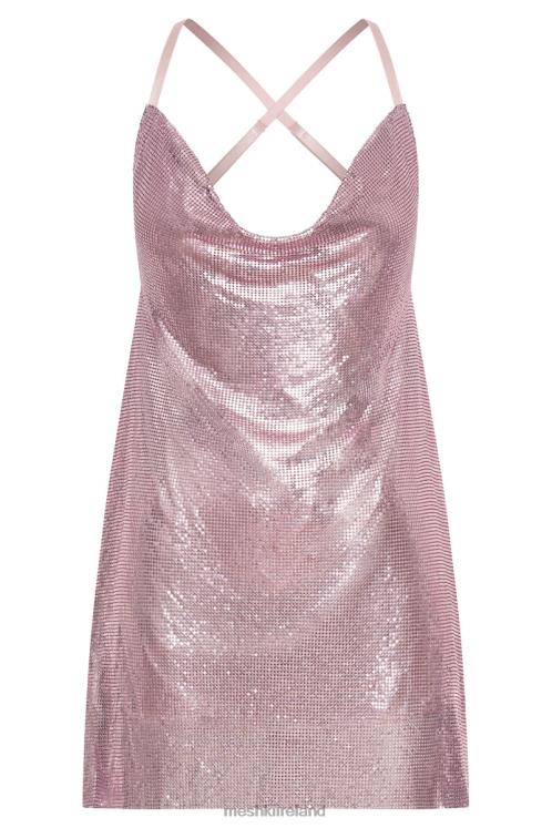 Meshki Dove Glomesh Cowl Mini Dress Clothing Blush Pink 6DX22710