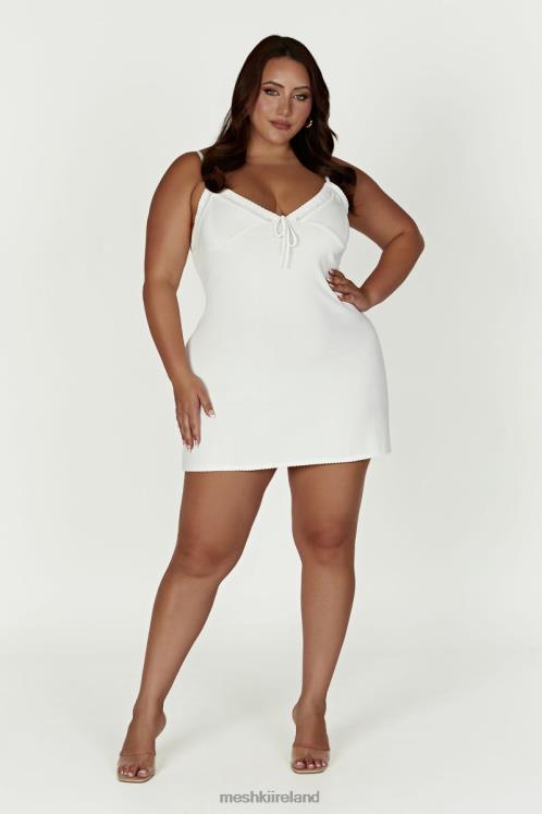 Meshki Ellis Pointelle Knit Mini Dress Clothing White 6DX22247