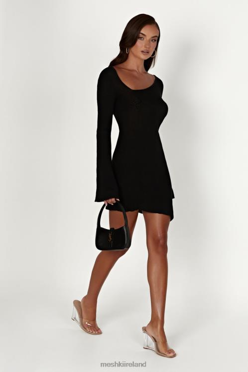 Meshki Ember Dry Handle Knit Mini Dress Clothing Black 6DX22365