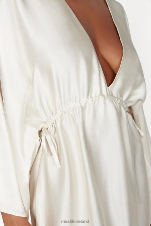 Meshki Esmerlda Pleated Kimono Mini Dress Clothing Ivory 6DX22563