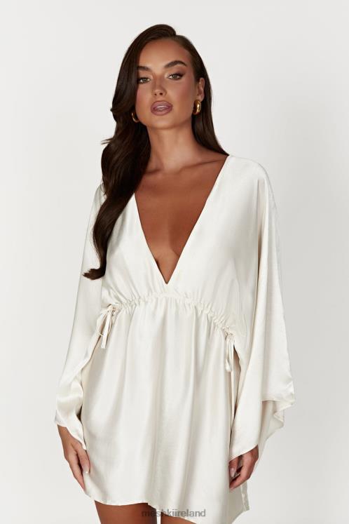 Meshki Esmerlda Pleated Kimono Mini Dress Clothing Ivory 6DX22563