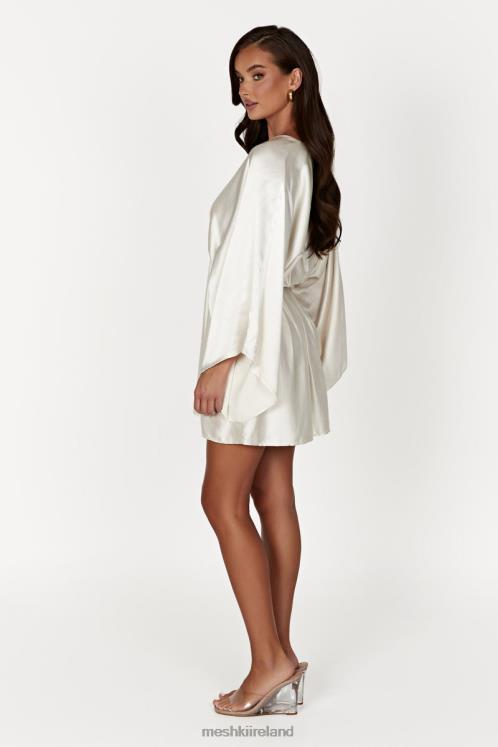 Meshki Esmerlda Pleated Kimono Mini Dress Clothing Ivory 6DX22563