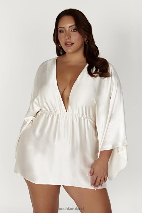 Meshki Esmerlda Pleated Kimono Mini Dress Clothing Ivory 6DX22563
