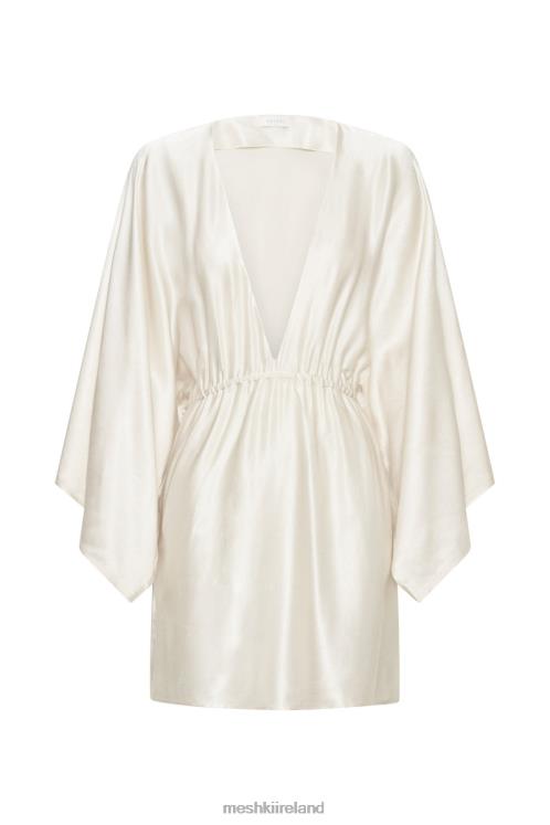 Meshki Esmerlda Pleated Kimono Mini Dress Clothing Ivory 6DX22563