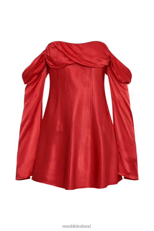 Meshki Giselle Off Shoulder Satin Mini Dress Clothing Red 6DX22238