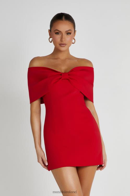 Meshki Gwyneth Off Shoulder Bow Mini Dress Clothing Red 6DX22170