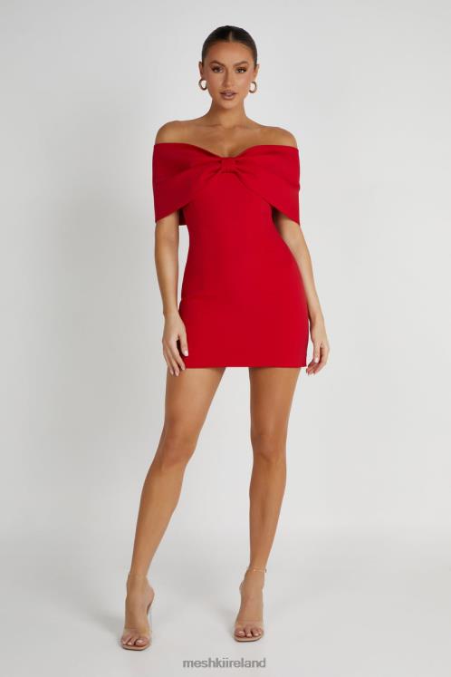 Meshki Gwyneth Off Shoulder Bow Mini Dress Clothing Red 6DX22170