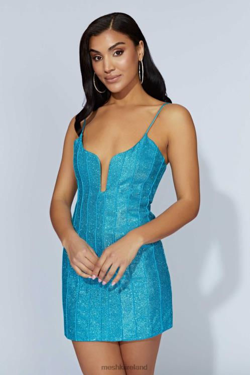 Meshki Hadleigh Shimmer Mini Dress Clothing Aquamarine 6DX22571