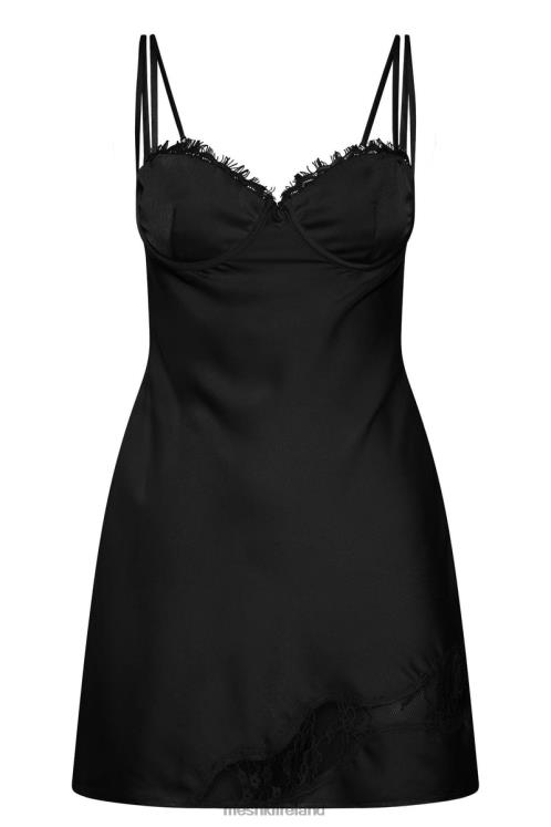 Meshki Joslyn Satin Lace Slip Mini Dress Clothing Black 6DX22330