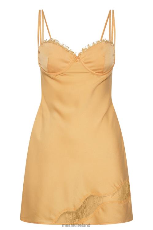 Meshki Joslyn Satin Lace Slip Mini Dress Clothing Lemon 6DX22168