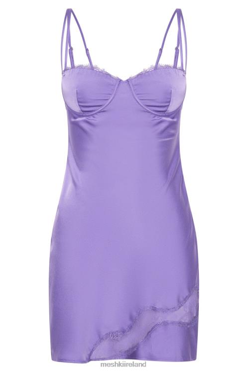 Meshki Joslyn Satin Lace Slip Mini Dress Clothing Purple 6DX22579