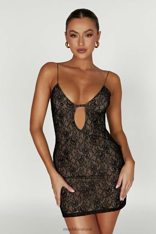 Meshki Juliet Lace Mini Dress Clothing Black 6DX22342