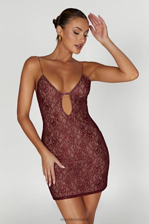 Meshki Juliet Lace Mini Dress Clothing Wine 6DX22344