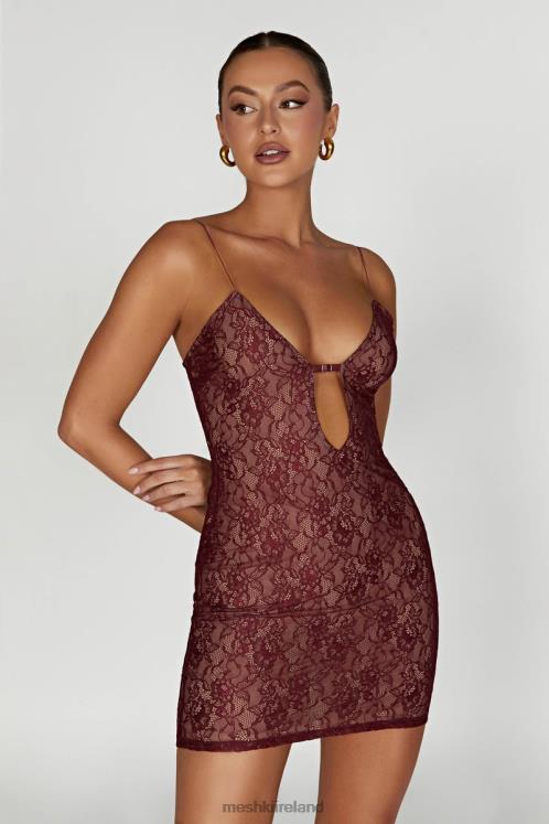 Meshki Juliet Lace Mini Dress Clothing Wine 6DX22344