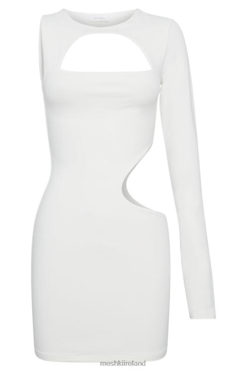 Meshki Kat One Shoulder Glove Mini Dress With Cut Out Clothing White 6DX22684