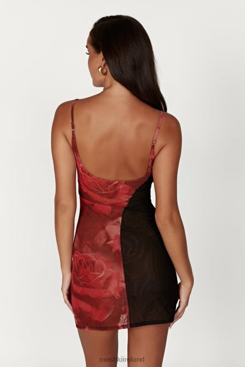 Meshki Katarina Two Tone Mesh Mini Dress Clothing Oversized Rose Print 6DX22587