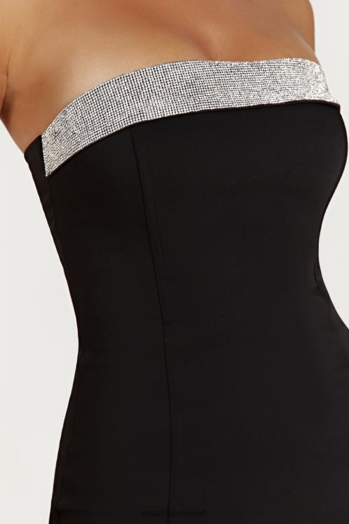 Meshki Kiya Mini Dress With Diamante Contrast Clothing Black 6DX22329