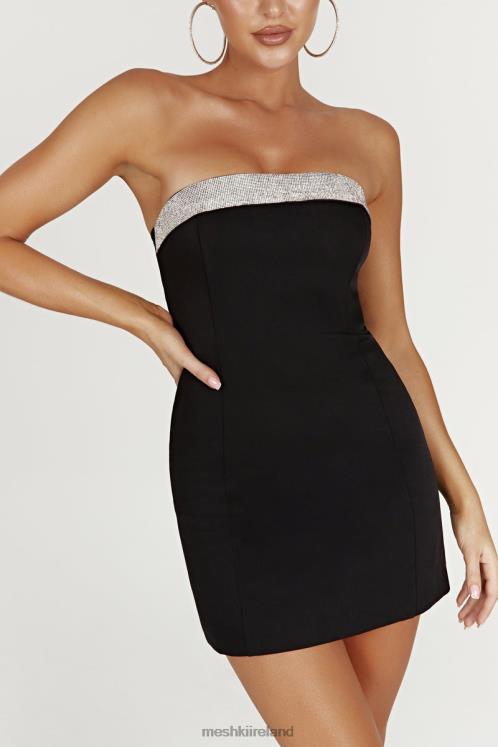 Meshki Kiya Mini Dress With Diamante Contrast Clothing Black 6DX22329