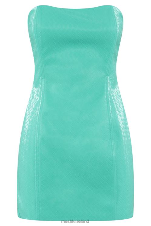 Meshki Lizzie Crosshatch Faux Leather Mini Dress Clothing Mint 6DX22584