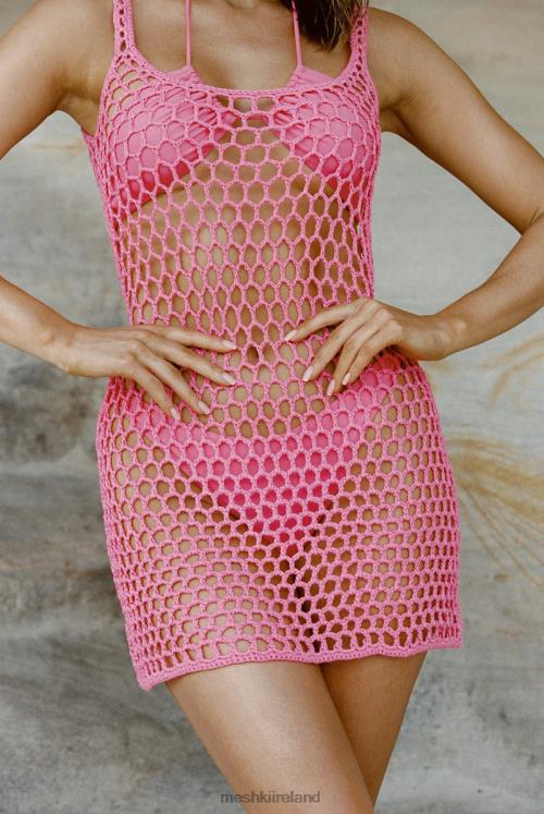 Meshki Maris Crochet Mini Dress Clothing Pink 6DX22733
