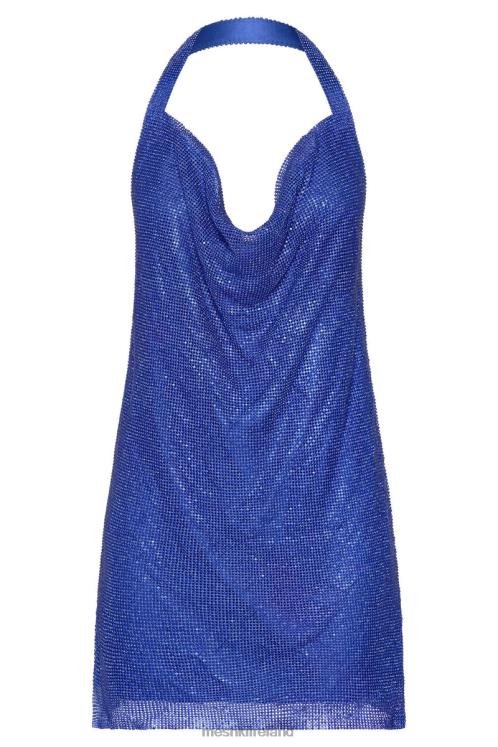 Meshki Meilani Low Back Diamante Mesh Mini Dress Clothing Cobalt Blue 6DX22533