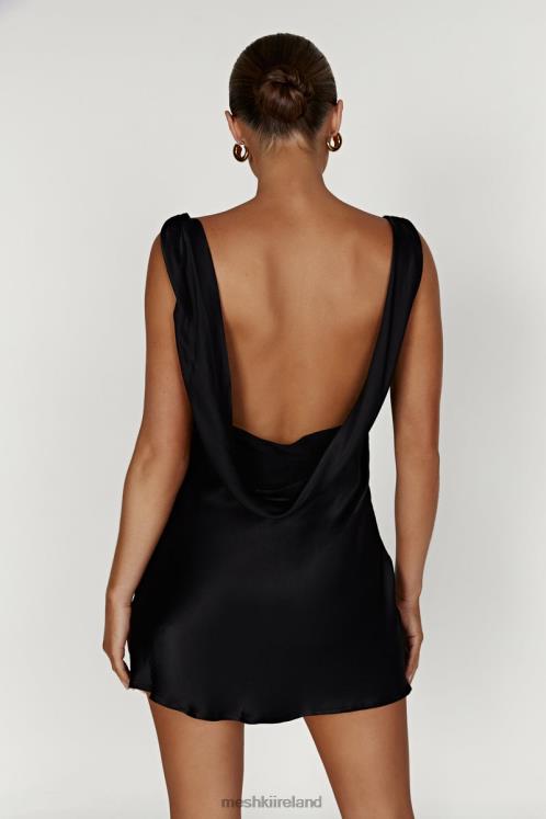 Meshki Nadia Satin Mini Dress With Cowl Back Clothing Black 6DX22406