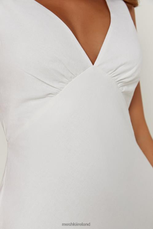 Meshki Nessa Linen Mini Dress Clothing White 6DX22339