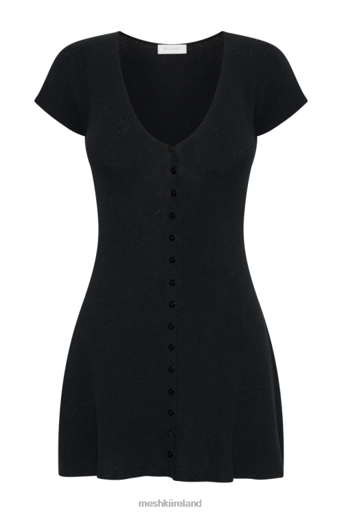 Meshki Paula Buttoned Knit Mini Dress Clothing Black 6DX2223