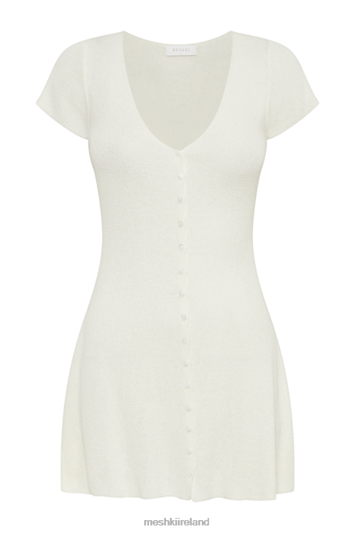 Meshki Paula Buttoned Knit Mini Dress Clothing White 6DX2224