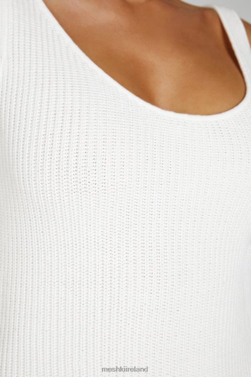 Meshki Pauline Open Back Knit Mini Dress Clothing White 6DX22133