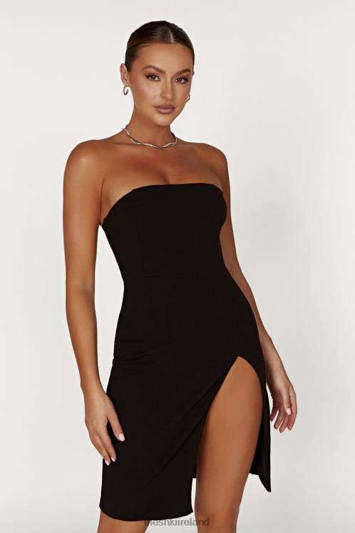 Meshki Rachel Crepe Bandeau Thigh Split Mini Dress Clothing Black 6DX22613