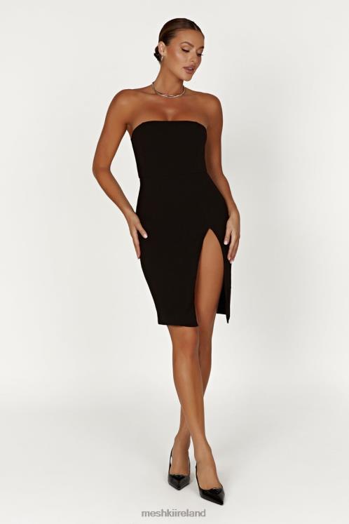 Meshki Rachel Crepe Bandeau Thigh Split Mini Dress Clothing Black 6DX22613