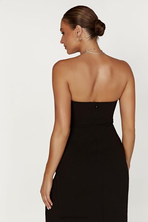 Meshki Rachel Crepe Bandeau Thigh Split Mini Dress Clothing Black 6DX22613