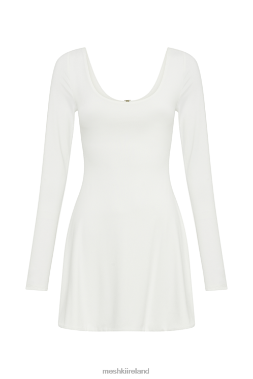 Meshki Renee Recycled Nylon Long Sleeve Mini Dress Clothing White 6DX2274