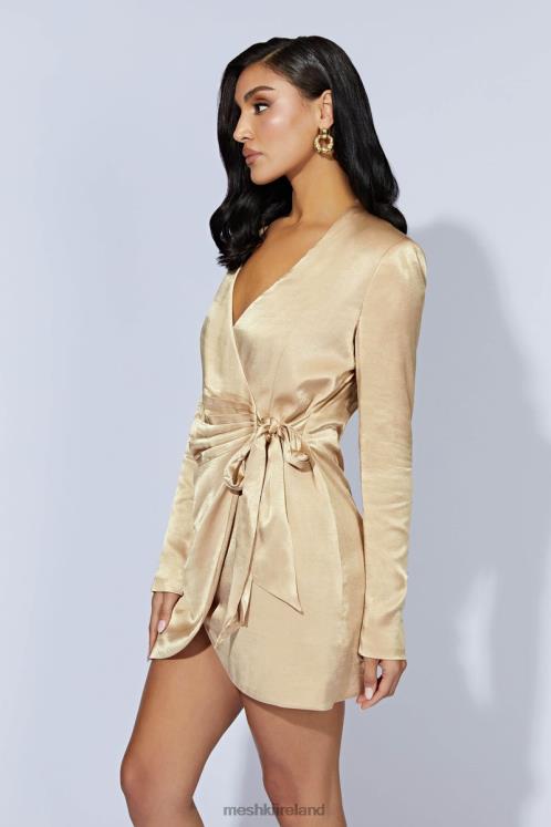 Meshki Saira Tie Up Mini Dress Clothing Wheat 6DX22655