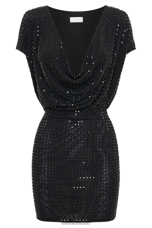 Meshki Seona Square Diamante Mini Dress Clothing Black 6DX22130