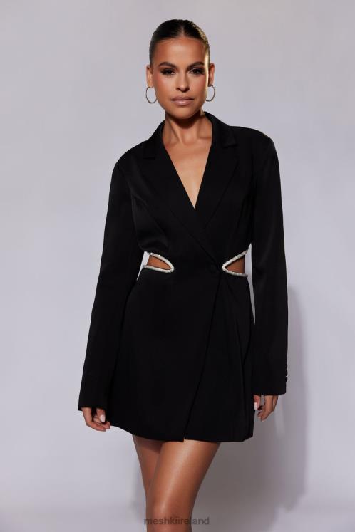 Meshki Shyann Diamante Cut Out Blazer Dress Clothing Black 6DX22384