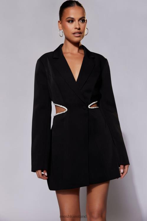 Meshki Shyann Diamante Cut Out Blazer Dress Clothing Black 6DX22384