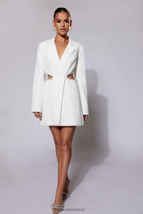 Meshki Shyann Diamante Cut Out Blazer Dress Clothing White 6DX22536