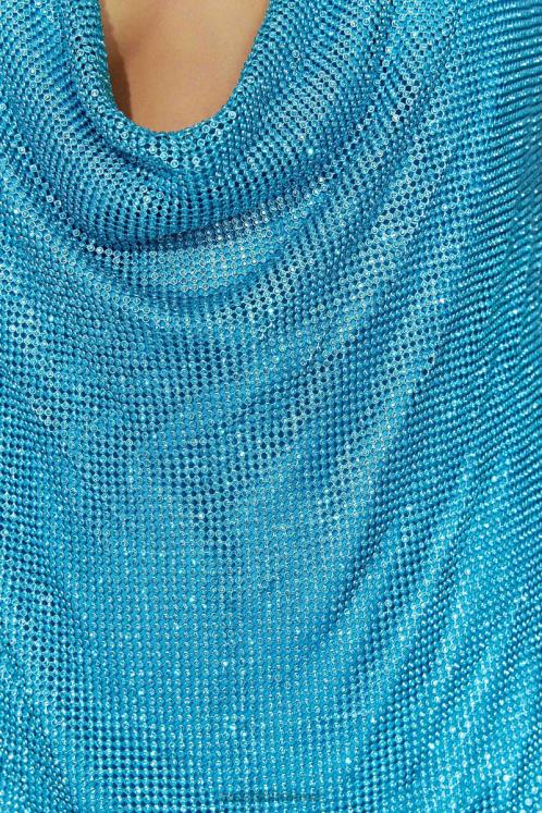 Meshki Siya Halter Glomesh Mini Dress Clothing Aquamarine 6DX22666