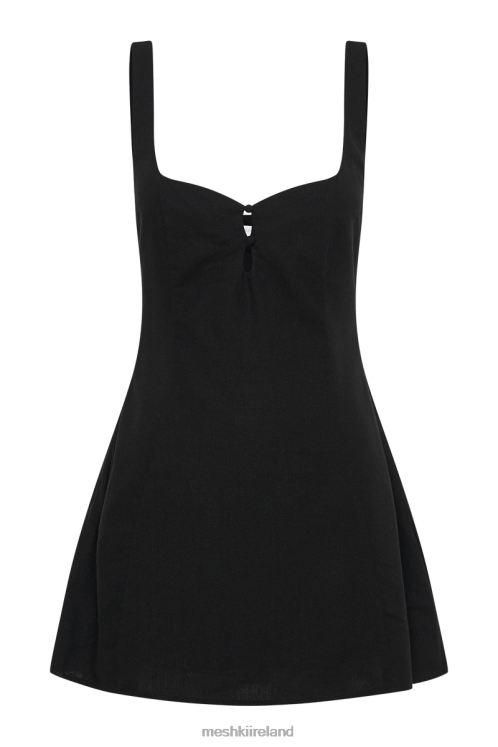 Meshki Tandie Linen Flare Mini Dress Clothing Black 6DX22322