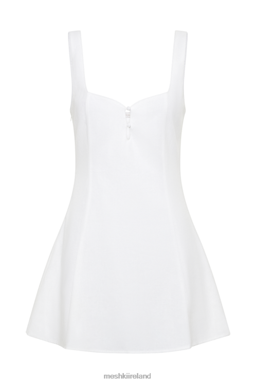 Meshki Tandie Linen Flare Mini Dress Clothing White 6DX22368