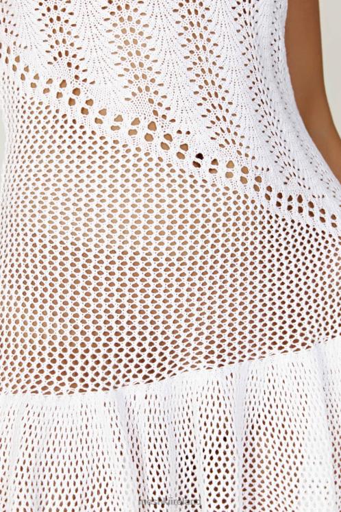 Meshki Tash Mixed Yarn Halter Mini Dress Clothing White 6DX22483